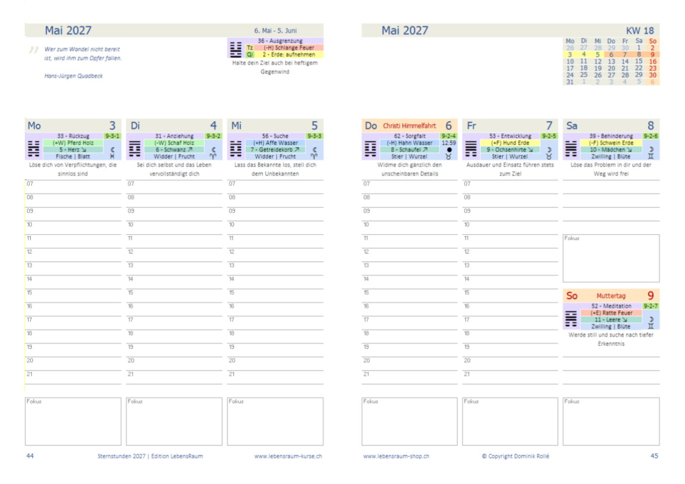 Sternstunden Wochenplaner